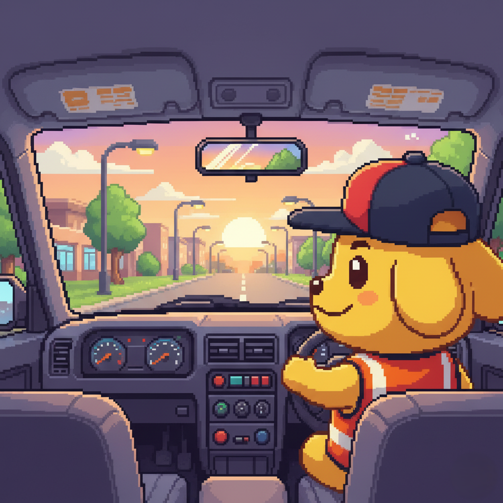 Sparki en el asiento del conductor